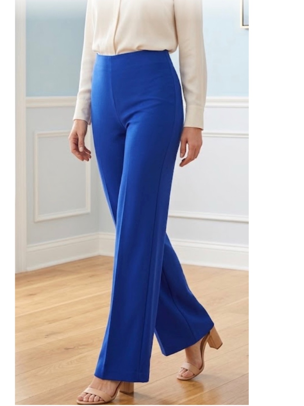 Rachel Zoe Pants Hidden Elastic Waistband Royal Blue Career Excellent Sz Medium